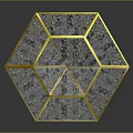 Diamond Shaped Decorative Ornament With Golden Frame Transparent Body And Base Reflection
