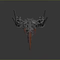 Detailed Mechanical Creature Resembling Spider With Cannons And Red Leg Parts