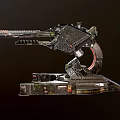 Futuristic Mechanical Device With Complex Metal Structure Ammunition Slots And Articulated Joints