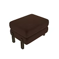 Brown Velvet Upholstered Ottoman With Modern Brass Metal Legs For Living Room Decor