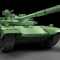Green Modern Military Tank with Long Barrel Track System Turret and Headlights