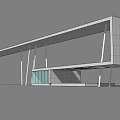 Modern Main Entrance Gate With Glass Curtain Wall And Canopy Design