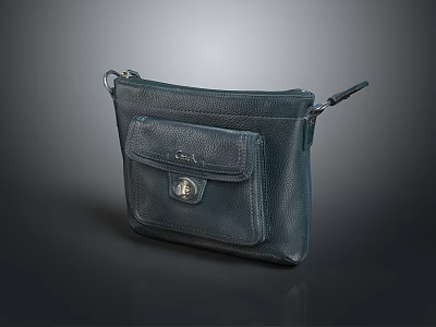 Elegant Dark Leather Shoulder Bag With Small Pocket And Metal Accent 3d model
