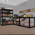 Storage Room Shelves With Canned Goods Bottled Drinks Boxed Food Kitchen Items And Storage Boxes