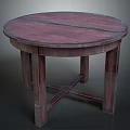Rustic Wooden Round Table With Smooth Tabletop And Cross Legs Design
