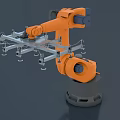 Orange Industrial Robot Arm With Mechanical Gripper And Suction Cups For Automation Equipment