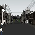 Scenic Traditional Commercial Street With Historic Buildings Storefronts And Pedestrians