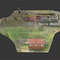 Detailed Miniature Landscape Model With Red Roof Buildings Train Tracks And Trees
