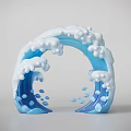 Blue And White Wave Shaped Event Entrance Arch With Foam Details And Curved Design