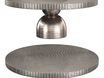 Modern Round Dining Table With Textured Surface Metal Base And Rim Detailing 3d model