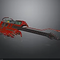 Red Electric Guitar With Unique Shape Control Panel And Modern Design