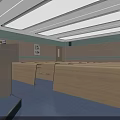 School Modern Classroom Interior With Wooden Desks Blackboard Projector Teacher's Desk And Windows