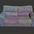 Gray Patterned Two Seater Sofa With Soft Upholstery And Classic Design
