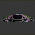 Pink And Green Cosmic Spacecraft Design With Sleek Structure And Cockpit Seats