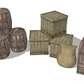 Chinese-style box folk-custom farm tools landscape sketch 3d model