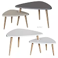 Modern White Triangular Nesting Tables With Wooden Legs For Home Decor 3d model