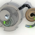 Modern Playground Equipment With Spiral Slide Circular Platform Swings And Green Slides