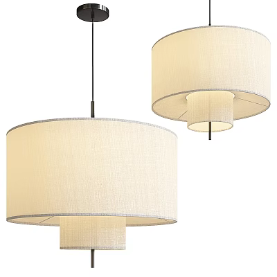 Modern Minimalist Pendant Lights with Beige Fabric Shades for Home Interior 3d model