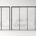 Modern Glass Sliding Doors With Black Frames For Interior Home Design 3d model