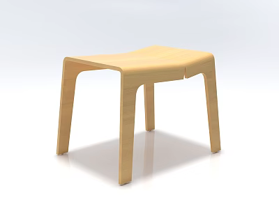 Light Colored Wooden Stool With Minimalist Curved Structure And Modern Design 3d model
