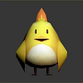 Cute Yellow Bird Game and Movie Character 3D Model with Orange Wings and White Belly