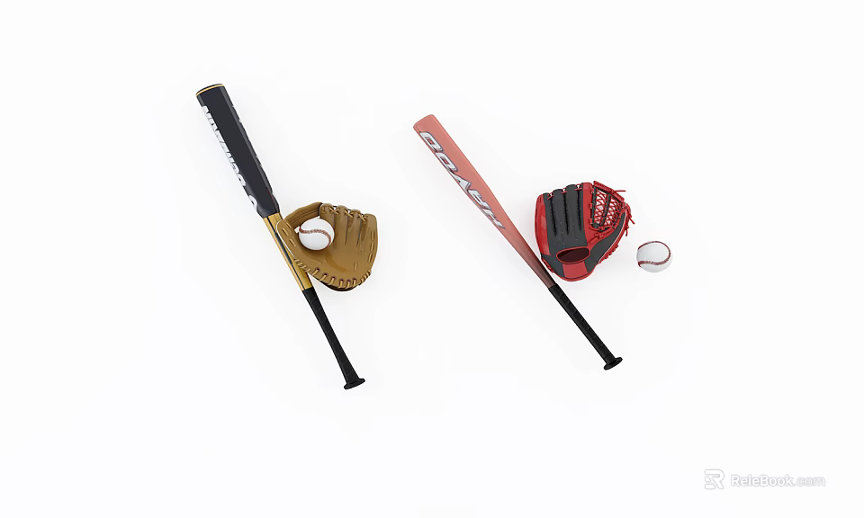 Professional Sports Equipment Set With Baseball Bats Gloves And Ball For Practice 3d model 