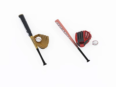 Professional Sports Equipment Set With Baseball Bats Gloves And Ball For Practice 3d model