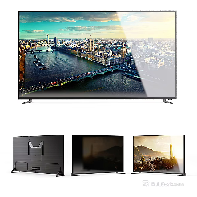 Modern Flat Screen Television Displaying Stunning Cityscape With River And Bridge High Definition Visuals 3d model 