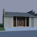 Ancient Chinese Architecture With Gray Masonry Walls Black Tile Roof Decorative Eaves And Red Door
