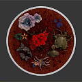 Vibrant Red Plants With Intricate Roots Mushroom Like Structures And Red Grass