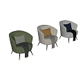 Single sofa with armrest blanket pillow 3d model