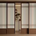 New Chinese-style sliding door multi-link sliding door grille door 3d model