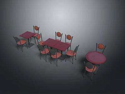 Stylish Dining Chairs With Sturdy Square And Round Tables For Restaurant Dining Areas 3d model