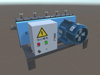 Mechanical Industrial Equipment With Control Box Warning Sign Electric Motor And Metal Stand 3d model