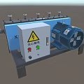 Mechanical Industrial Equipment With Control Box Warning Sign Electric Motor And Metal Stand