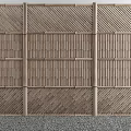 Natural Wooden Garden Fence With Slatted Geometric Pattern For Outdoor Decoration