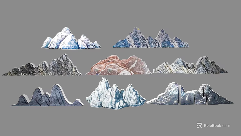 Rockery Stones With Various Shapes And Natural Color Textures For Landscape Design 3d model 