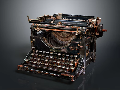 Vintage Old Fashioned Typewriter With Classic Mechanical Design And Metal Keys 3d model