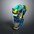 Futuristic Shoes With Neon Blue Yellow Green Accents And Multi Layered Sole Design