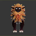 3D Fantasy Mythical Beast Character With Flaming Orange Mane Dark Purple Body And White Claws