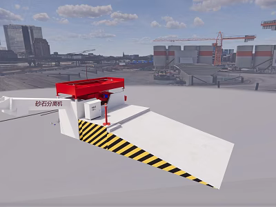 Red Industrial Loading Dock Ramp with Yellow Black Warning Stripes for Efficient Loading Operations 3d model
