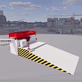 Red Industrial Loading Dock Ramp with Yellow Black Warning Stripes for Efficient Loading Operations 3d model