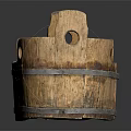 Rustic Wooden Household Storage Container With Curved Shape And Carved Holes
