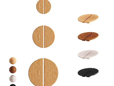 Round Wooden Handles with Various Colors and Styles for Furniture Decoration 3d model