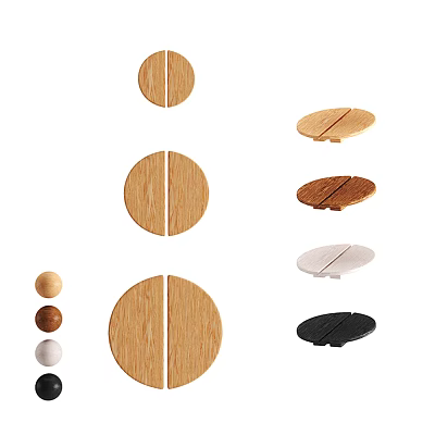 Nordic Handle Round Cabinet Door Cabinet Drawer Solid Wood Handle Simple Log Wardrobe Door Wood Wooden Door Handle 3d model