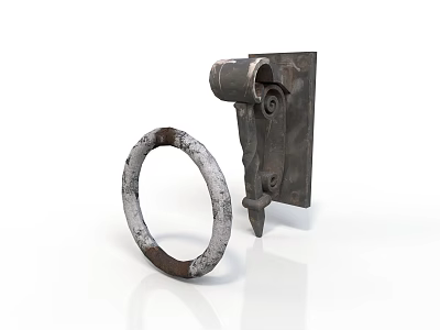 Furniture Decorative Metal Hardware With Rustic Ring And Hinge Plate 3d model