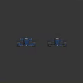 Two Blue Streamlined Formula Racing Cars With Aerodynamic Body And Rear Wings