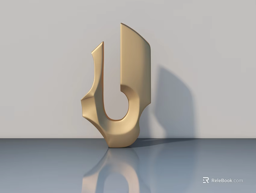 Sleek Modern Swing Door With Gold Metallic Finish And Smooth Reflective Surface 3d model 