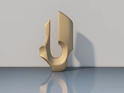 Sleek Modern Swing Door With Gold Metallic Finish And Smooth Reflective Surface 3d model