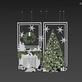 Festive Christmas Interior With Decorated Tree Wreath Fireplace And Star Ornaments